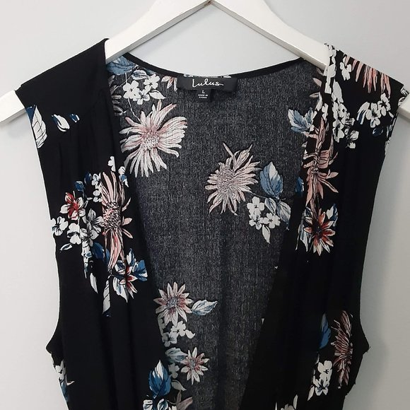 LULU'S | Midnight Floral Wrap Dress - Picture 5 of 10